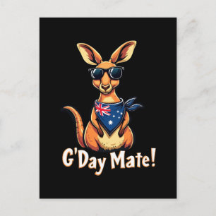 Kangaroo Bandana Australian Flag Celebrate Aussie  Holiday Postcard