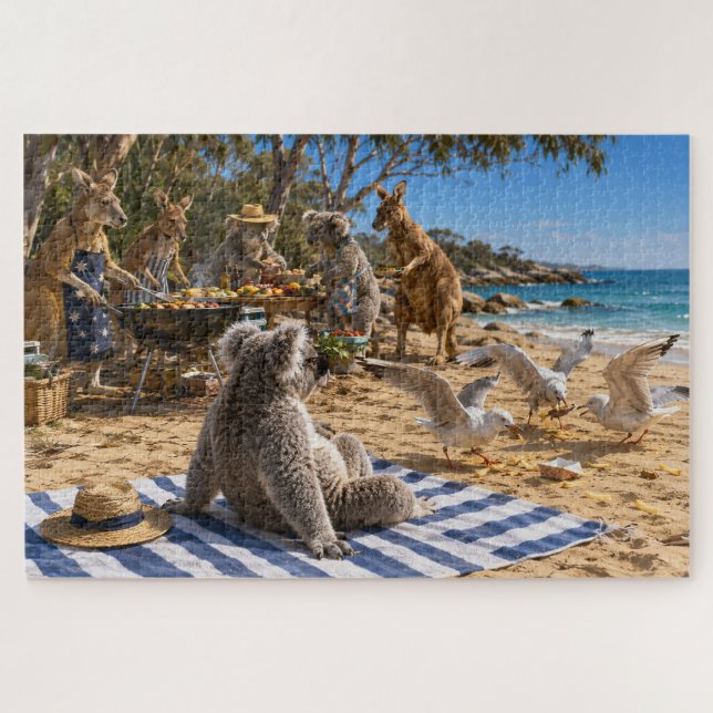 Kangaroo Beach BBQ Jigsaw Puzzle (Horizontal)