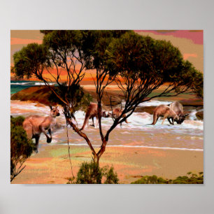 Kangaroo Beach Oil Paint, Poster