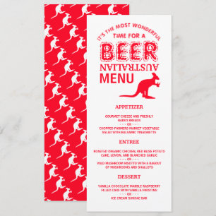 Kangaroo Beer, Australian Christmas Menu Invitation