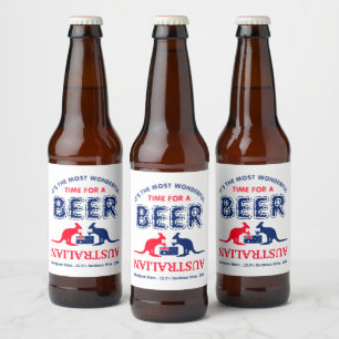 Kangaroo Beer, Australian Flag, Christmas Beer Bottle Label