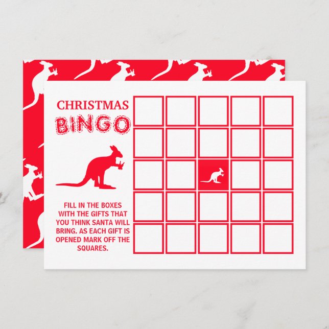 Kangaroo Beer, Carte de Bingo de Noël australienne (Devant / Derrière)