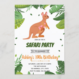 Kangaroo birthday baby shower invitation