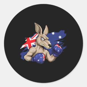 Kangaroo Boxer Boxing Australian Flag Love Austral Classic Round Sticker