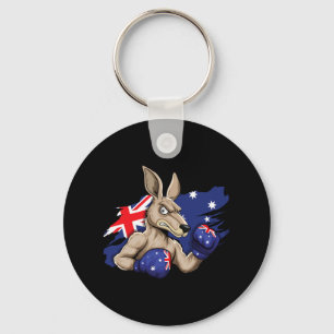 Kangaroo Boxer Boxing Australian Flag Love Austral Keychain
