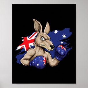 Kangaroo Boxer Boxing Australian Flag Love Austral Poster