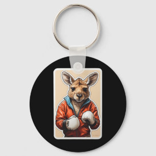 Kangaroo Boxer Design - Playful Boxing Kangaroo Ar Keychain