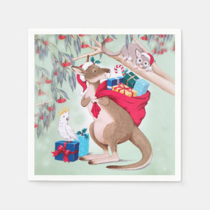 Kangaroo Christmas - Australian Christmas Art Napkin