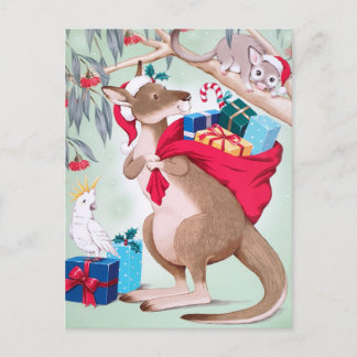 Kangaroo Christmas - Australian Christmas Art Postcard