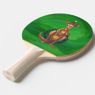 Kangaroo Christmas on Painted Green Back Ping Pong Paddle
