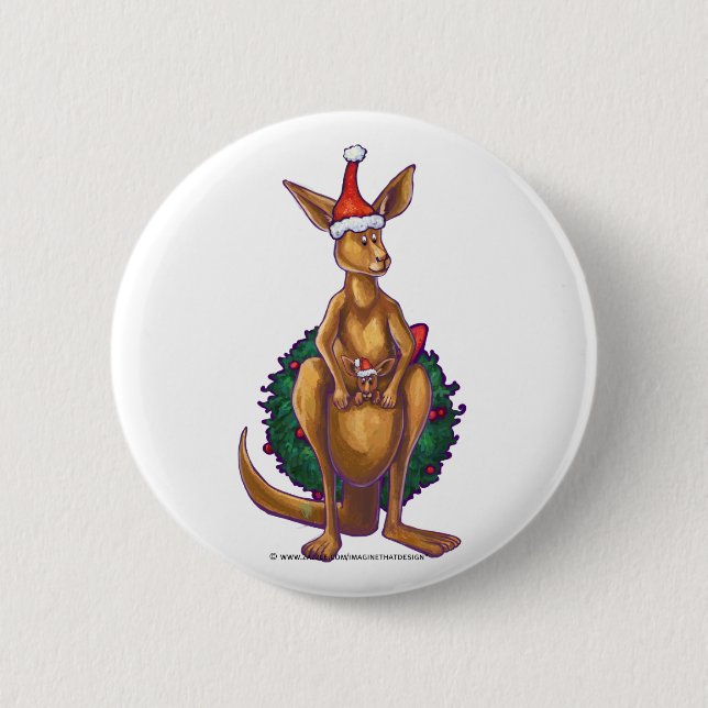 Kangaroo Christmas Starry Night 2 Inch Round Button (Front)