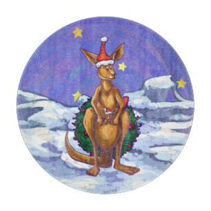 Kangaroo Christmas Starry Night Cutting Board