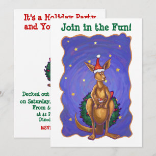 Kangaroo Christmas Starry Night Invitation