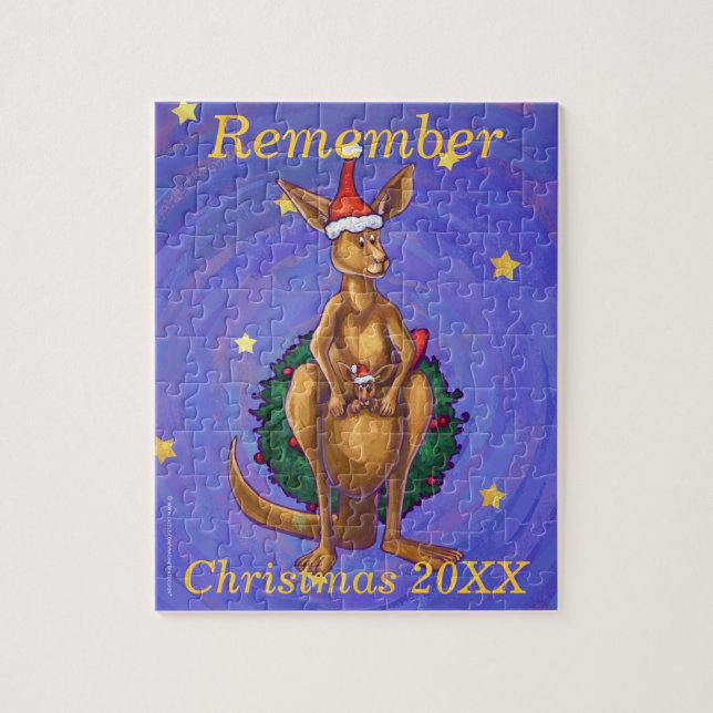 Kangaroo Christmas Starry Night Jigsaw Puzzle (Vertical)