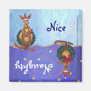 Kangaroo Christmas Starry Night Magnet