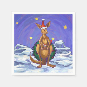 Kangaroo Christmas Starry Night Napkin