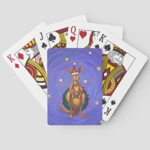Kangaroo Christmas Starry Night Playing Cards
