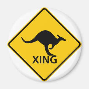 Kangaroo Crossing Highway Sign Magnet