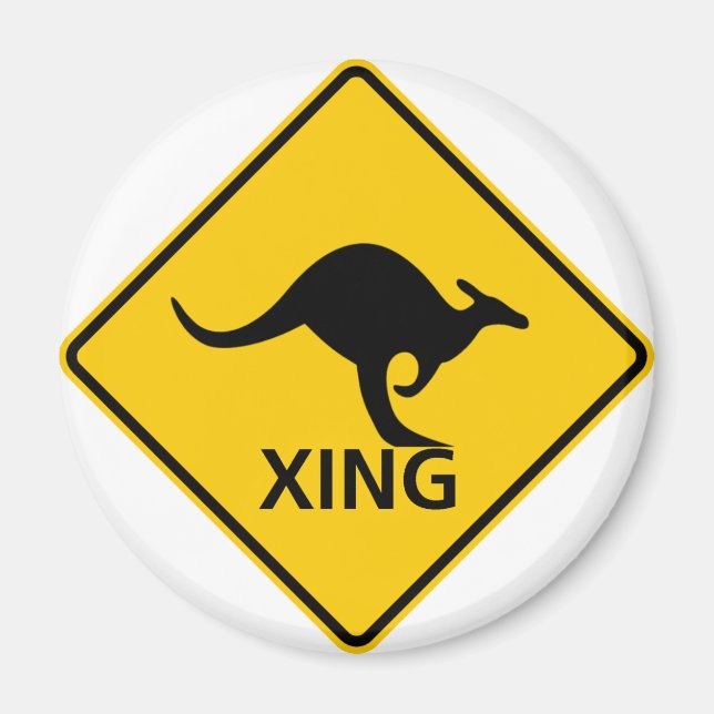 Kangaroo Crossing Highway Sign Magnet (Front)