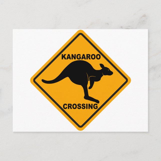 Kangaroo Crossing Sign Postcard (Front)