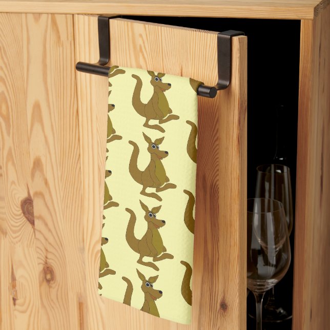 Kangaroo Design Any Colour Background Kitchen Towel (Thirds Fold)