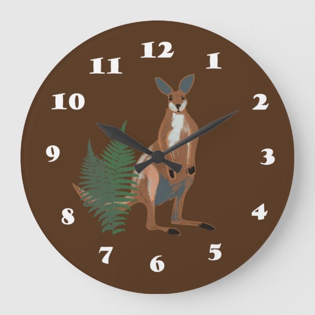 Kangaroo Drawing Large Clock (Front)