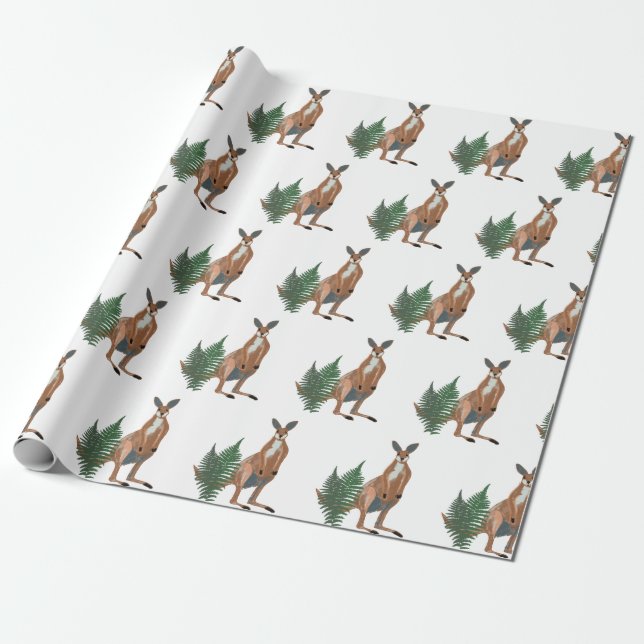 Kangaroo Drawing Wrapping Paper (Unrolled)