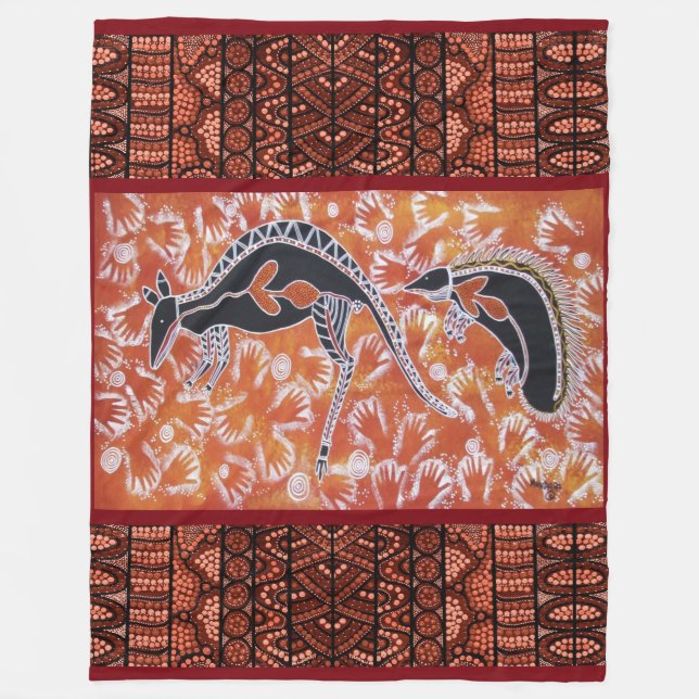 Kangaroo & Echidna Fleece Blanket (Front)