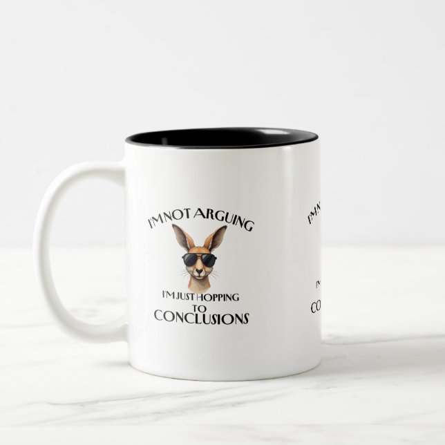 kangaroo hopping to conclusion  Two-Tone coffee mug (Left)