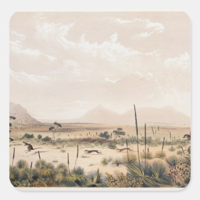 Kangaroo Hunt Square Sticker (Front)