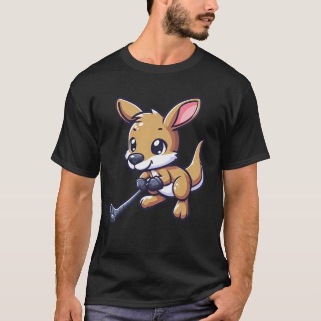 Kangaroo Ice Hockey Player - Funny Design T-Shirt (Front)