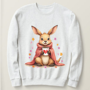 Kangaroo in blanket drink coffee Cherry Blossom Sweatshirt