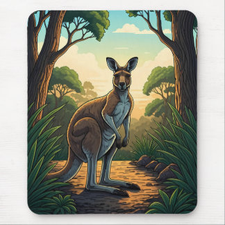 Kangaroo in Sunlit Forest Mouse Pad