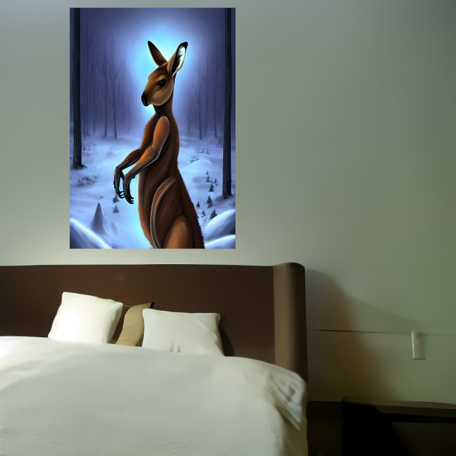 Kangaroo in the snow | AI Art  Poster (Creator Uploaded)