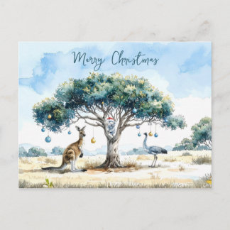 Kangaroo Koala and Emu Gumtree Christmas Baubles Postcard