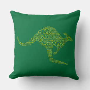 Kangaroo made of Australian slang Throw Pillow