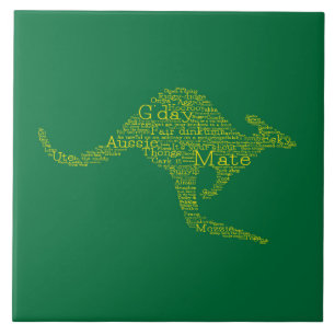Kangaroo made of Australian slang Tile