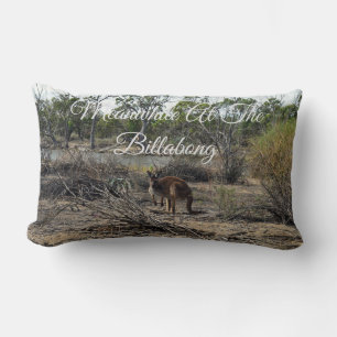 Kangaroo Meanwhile At The Billabong, Lumbar Pillow