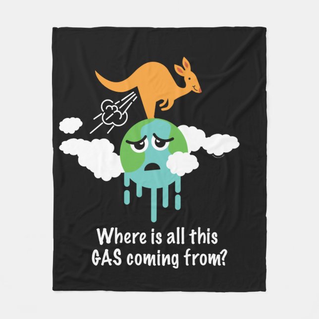 Kangaroo Methane Fart Fleece Blanket (Front)