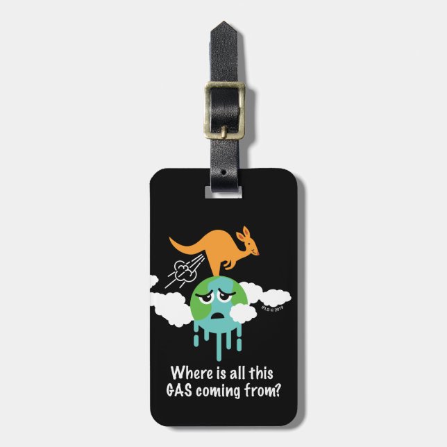 Kangaroo Methane Fart Luggage Tag (Front Vertical)
