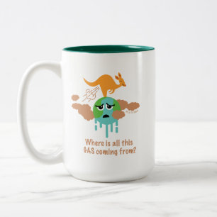 Kangaroo Methane Fart Two-Tone Coffee Mug