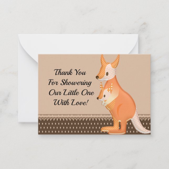 Kangaroo Mom And Her Baby Thank You Card (Front)