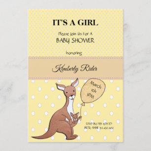 Kangaroo Mom Baby Shower Invitation