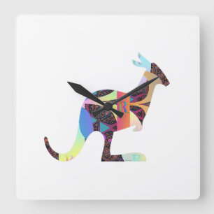 Kangaroo Monogram R Square Wall Clock