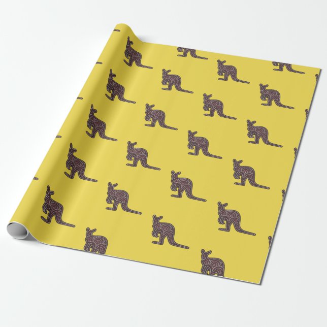 Kangaroo Mosaic Wrapping Paper (Unrolled)