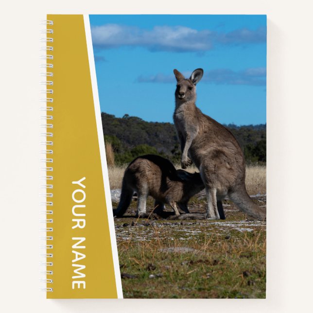 Kangaroo Mother and Baby in Australia, Gold Notebook (Front)