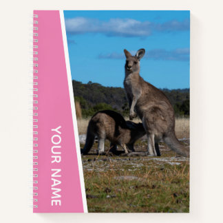 Kangaroo Mother and Baby in Australia, Pink Notebook