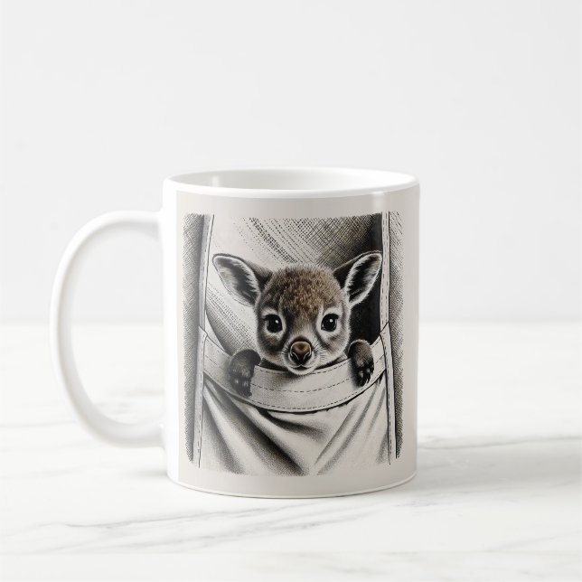 Kangaroo Mug, Cute Baby Joey Design Coffee Mug (Left)