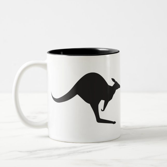 Kangaroo Outline Silhouette Two-Tone Coffee Mug (Left)