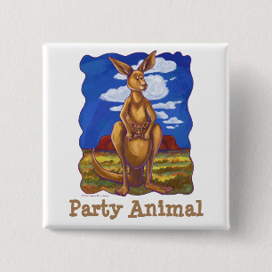 Kangaroo Party Centre 2 Inch Square Button